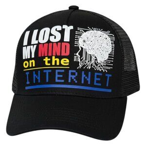 Search Black Trucker Hat Graphic Snapback One Size